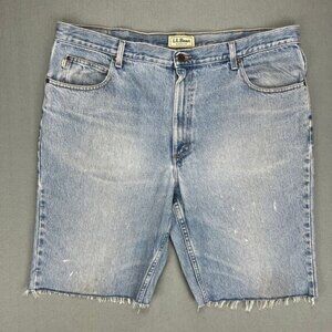 LL Bean Jorts Mens 42x11 Cutoff Cotton Denim Jeans Cotton Medium Wash